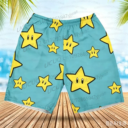Summer Quick-Drying Beach Shorts Yoshi Mario Printed Swimming Pools Gyms and Outdoor Sport Shorts for Beach