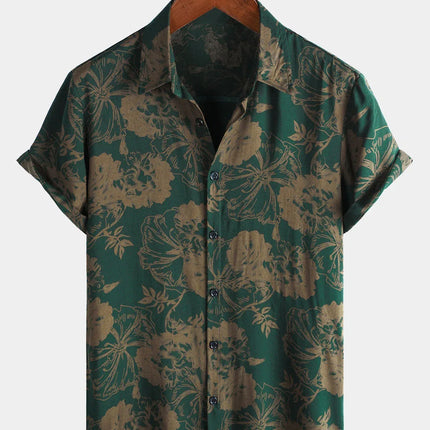 Summer Mens Striped Floral Patchwork Hawaiian Shirt 3D Print Short Sleeve Pocket Casual Oversized Beach Camisa Havaiana Listrada