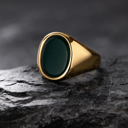 Luxurious Retro Black Agate & Tiger Eye Stone Men Women  Trendy Ring - Casual Fashion, 316L Stainless Steel Handmade Jewelry