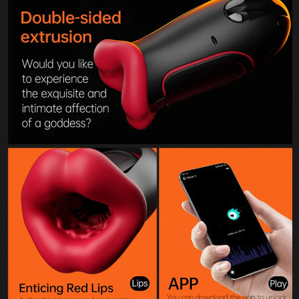 Male Masturbator Deep Throat Mouth Blowjob Vibrator Penis Pump 360° Wrapped 9 Frequency Vibration APP Control Sex Toys for Men
