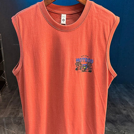 2025 Summer New Sports Fitness Loose Sleeveless Tank Top Men's Sweat Absorbing Trendy Printed T-shirt