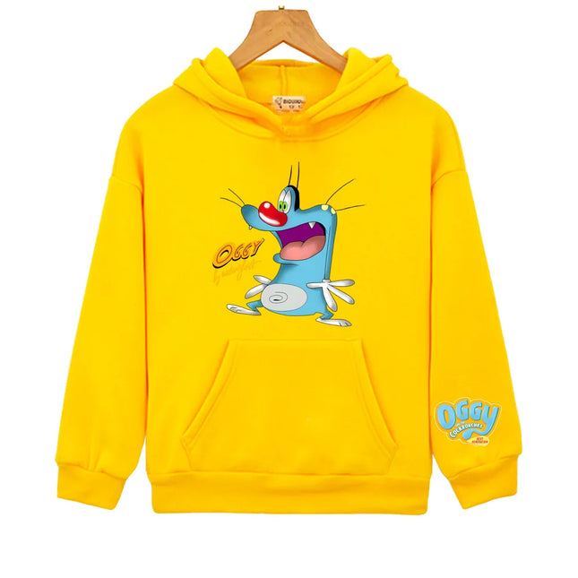 Oggy and The Cockroaches Boys Hoodies Comic Comfortable boys/girls Spring Autumn New Kids Hooded Sweatshirts Kawaii Sportswear