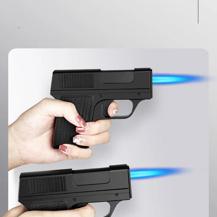 Creative Pistol Lighter Cigarette Box 10PCS Jet Butane Gas Torch Lighter Welding Gun Windproof Cigar Lighter Unusual Men Gift
