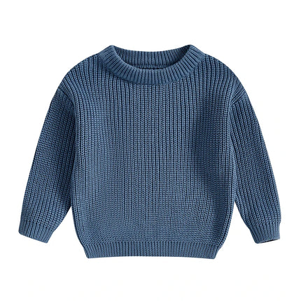 Autumn Baby Girls Boys Sweaters Coat Kids Knitting Pullovers Tops Baby Boys Girls Solid Color Basic Cotton Long Sleeve Sweater