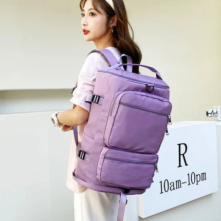 Women Large Travel Backpacks Waterproof Stylish Casual Daypack Bags with Luggage Strap Backpack Ladies Sports Yoga Luggage Bags