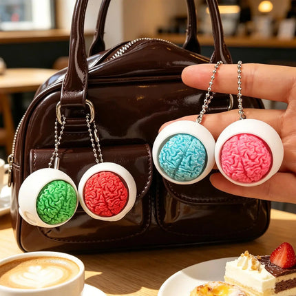 10/1pcs Fun 3D Printed Skull Brain Clicker Keychain Skull Button Fidget Clicker Mechanical Keyboard Bag Pendant Stress Relief