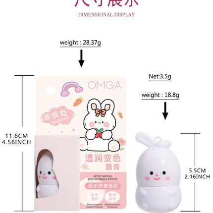 3pcs Little Rabbit Moisturizing Lipstick,Long lasting Warm Lipstick, Gentle Lip Care, Suitable for Dry Lips, Ideal Gift for Girl