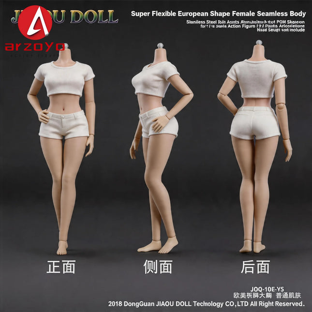 JIAOU DOLL 1/6 Female Super Flexible Seamless Body JOQ-10E JOQ-09F Metal Skeleton European Shape Large Breast Body