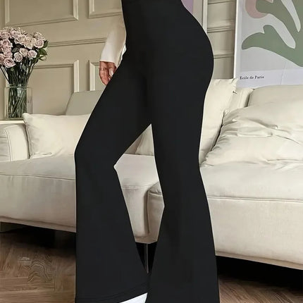 Women's High-Waisted Yoga Flared Pants Black Sexy Leggings Casual Trousers Comfortable Stretchy Bottoms for Fitness And Exercise