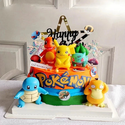 15Pcs/set Pokemon Cake Topper Pikachu Anime Figure Party Happy Birthday Pokemon Cake Decoration Supplies Boy Ornaments Kids Gift