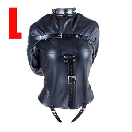 BDSM Leather Armbinder Restraint Straitjacket Sex Toy,Straight Jacket Bondage Adjustable Belt,Slave Cosplay Women's Sexy Costume