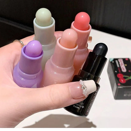 Crystal Strawberry Lip Balm Moisturizing Hydrating Lips Mask Stick Reduce Lip Lines Key Chain for Lip Care Change Color Lipstick