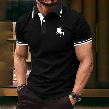 New men's T-shirt, classic short-sleeved Polo shirt, summer top, casual T-shirt, button-down lapel, oversized S-2XL casual Polo