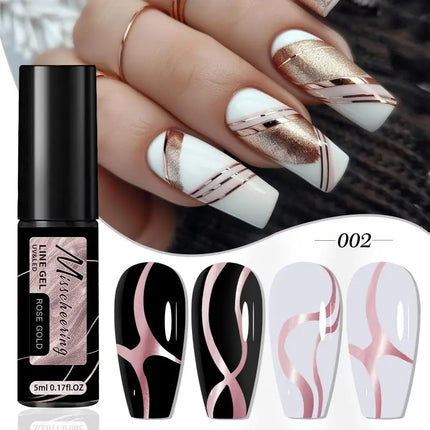 Gold Silver Metallic Liner Gel Nail Polish Chrome Mirror Effect Super Bright French UV LED Semi Permanent Nail Art Gel
