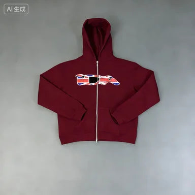 2025European and American Fashion New Trend Letter Print Fleece Loose Casual Zipper Unisex Hooded Sweatshirt Jacket