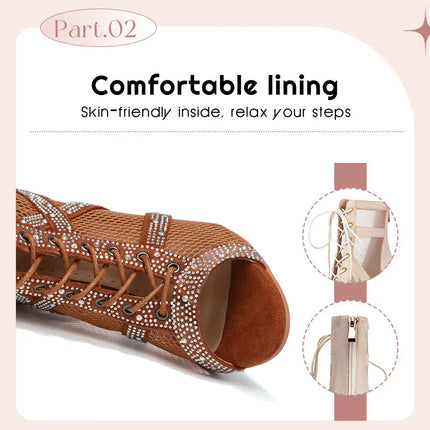 SWDZM Women Dance Boots Full Rhinestone Jazz Latin Dance Shoes Shining Dancing Boots Sexy Thin Heels Women Ladies Dancing Shoes