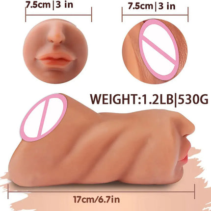 3D Flesh The Light Male Masturbation Artificial Vagina Ass mouth Silicone 3 In 1 Adult Sex Toy Sex Doll For Man Pocket Pussy Ass