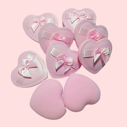 2/5pcs Heart Bow Makeup Powder Puffs That Can Be Used In Both Dry And Wet Combinations Cotton Candy Air Cushion Powder Puff