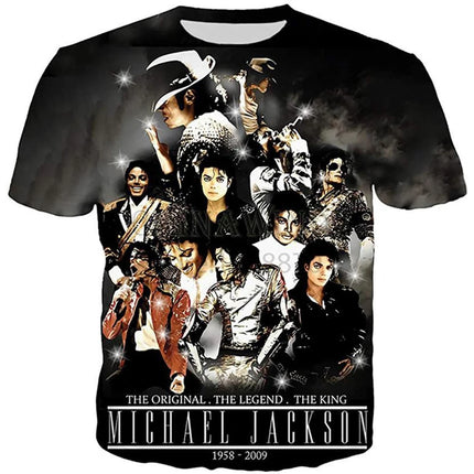 Summer fashion Michael Jackson hip-hop singer retro cool casual men Harajuku streetwear short sleeved