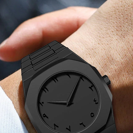 Men's Casual Lightweight Sports Business Watch Minimalist Design Plastic Strap Quartz Wristwatch