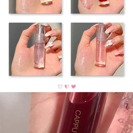 Cappuvini Ice Stick Shape Lip Oil Balm Transparent Texture Moisturizing Hydrating Luminous Lips Long-Lasting Moisture,