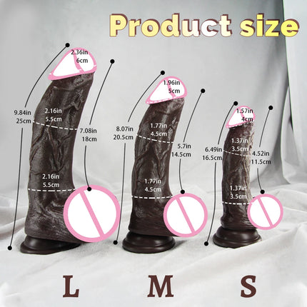 Realistic Long Dildo Black Anal Plug with Suction Cup Big Penis Butt Plug Long Dick Sex Toys for Women Men Phallus Anal Dilator