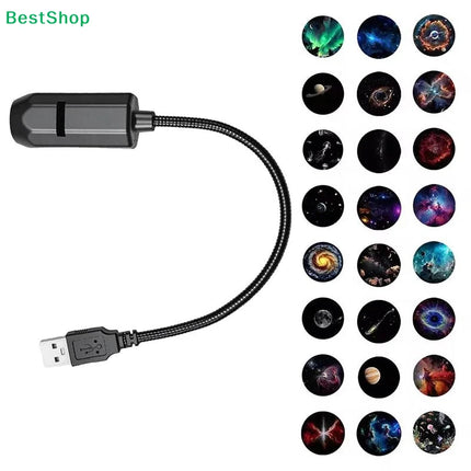☽Romantic Rotatable Galaxy Star Projector Portable USB LED Night Light Sleep Atmosphere Lamp Home Wedding Party Decoration