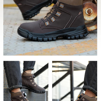 Waterproof Safety Boots Men Indestructible Steel Toe Work Boots Anti-smash Stab-resistant Safety Shoes Biker Botas Para Hombre