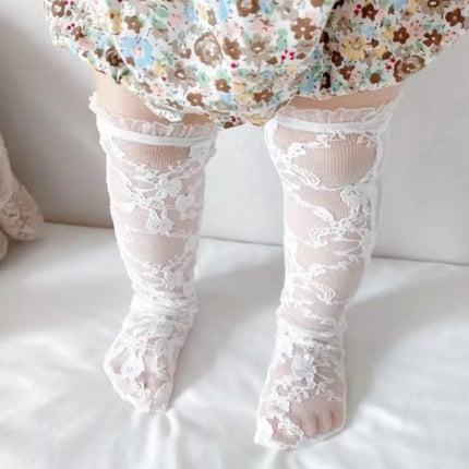 Newborn baby Lace Mesh Socks Girls Infant Stockings babies long sokken Summer thin Toddler Princess Knee High Socks
