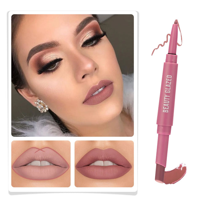 Lip Liner And Lipstick Pen, 2-in-1 Double-ended Lipstick Set, Waterproof Long-lasting Matte Lipstick Gift, Suitable For Daily