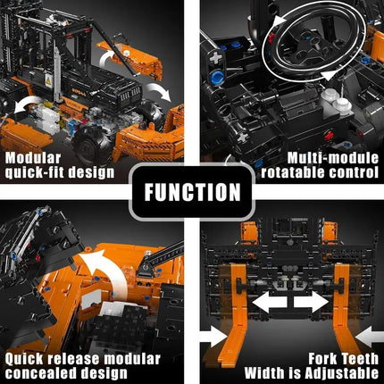 MOULD KING 17044 Technology 1:6 Heavy Duty Forklift Truck App-Controlled Building Blocks Set for Adults Boys