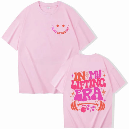Be Happy Lift Heavy Tee Shirt for Women Funny Workout Weightlifting Graphic Tops Gym Mommy Short Sleeve T-shirts Female Clothing