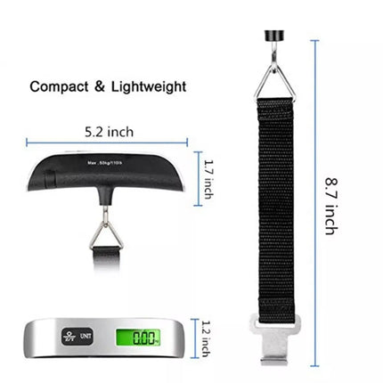 Portable Scale Digital LCD Display 110lb/50kg Electronic Luggage Hanging Suitcase Travel Weighs Baggage Bag Weight Balance