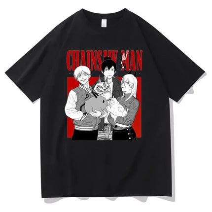 Chainsaw Man cotton shirt teen University graphic Grunge Retro t-shirt Classic Punk 2000s Trendy