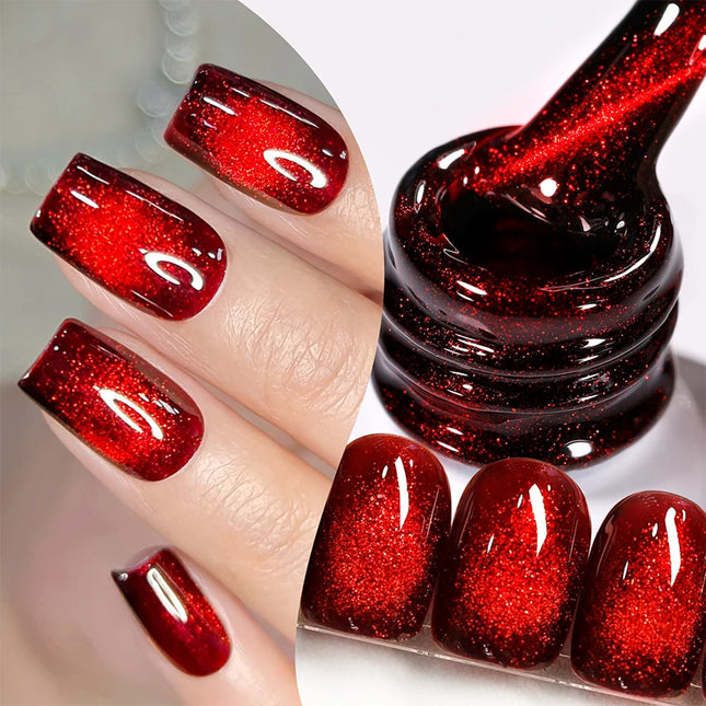 BORN PRETTY 1 Bottle Blazing Sky Cat Magnetic Gel Nail Polish Colored Metal Ruby Red Soak Off UV Crystal Varnish Nail Art 10ml