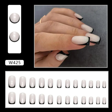 Fresh Flower 24 Pcs Press on Nails Pink Nail polish Glossy Artificial Finger Manicure Reusable False Nails for Women