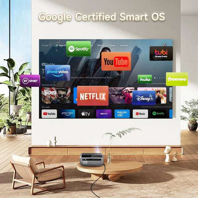 CAIWEI A10Q 4K Beam Projector 4000 ANSI Google TV for movies Full HD 1080P Android 14 Home Theater Auto Focus Portable Projector