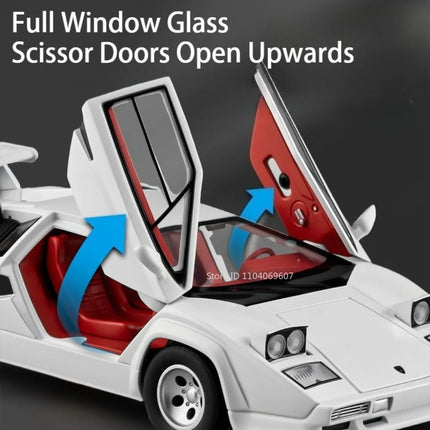 1:24 Countach LP500S REVUELTO Model Toy Supercar Alloy Diecast Sound Light Pull Back Doors Opened Mini Sports Car for Kids Gifts