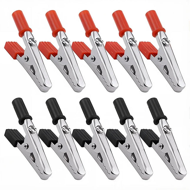 Electrician Wire Clips Insulated Crocodile Clip Plastic Handle Cable Lead Test Charging Clamp Metal Crocodile Clamp 53mm 20 Pcs