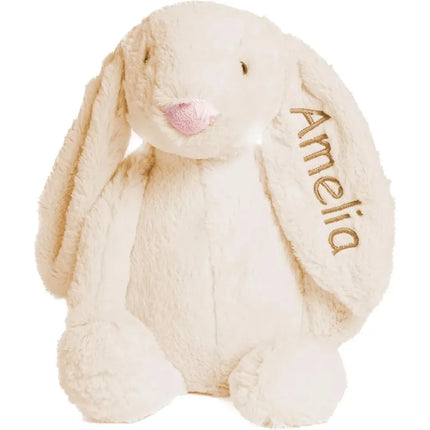 Personalized Cute Plush Bunny Super Soft Custom Stuffed Animal with Embroidered Name on Ear Ideal for Birthday Kid Children Gift