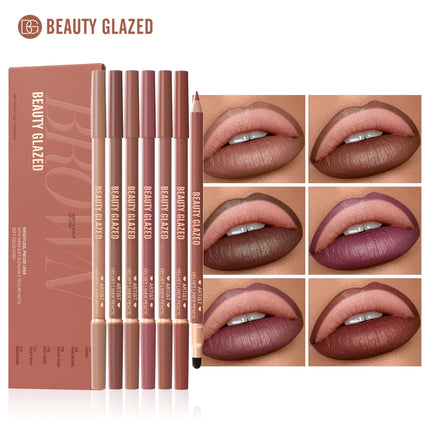 1pc Beauty Glazed Artist Velvet Lipliner Pencil With Sponge brush,Weightless Precise Liner with Super Soft Blendable Texture