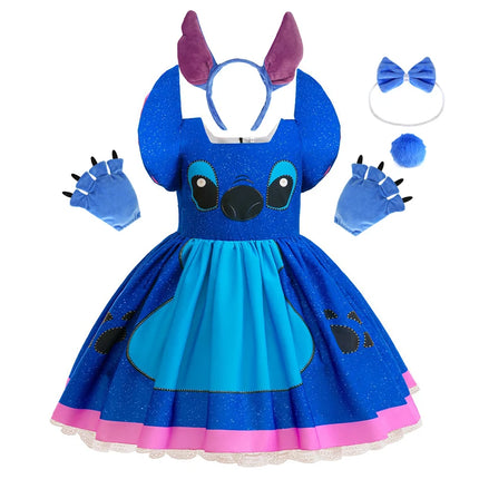 Baby Disney Movie Stitch Role Playing Costume Sets Cartoon Cute Princess Dress Stage Performance Purim Carnival Kids Dress