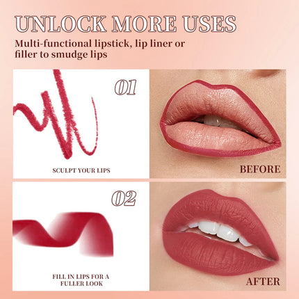 QIBEST Tapered Gradient Lip Liner Makeup Sets Matte Nude Brown Red Lipstick Waterproof Contouring Lipliner Lasting Makeup Kits