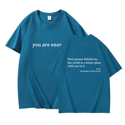 Hot New Youth Men's and Women's Round Neck Letter Printed Short Sleeved Casual Versatile Couple Outfit Pure Cotton T-shirt Top