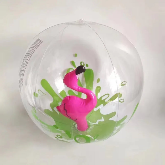 Inflatable Beach Animal 3D Ball for Lawn - Transparent Water Play Ball with Flamingo & Unicorn Designs Children's Outdoor Fun