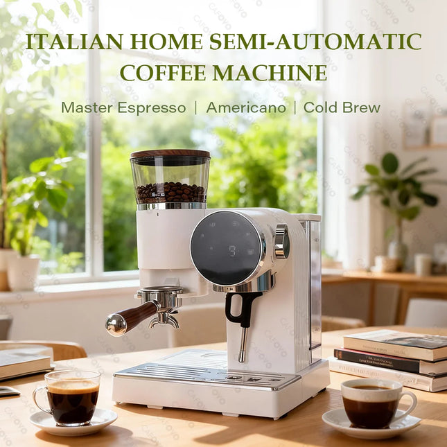 CAFOVO E121 15 Bar 58mm Semi-Automatic Espresso Machine with Grinder, 30-Step Grinder, Cold Brew Coffee Maker for Home Cafe