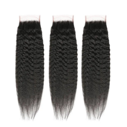 4x4 Lace Closure Kinky Straight Frontal Closure Pre Plucked With Baby Hair Bleached Knots Virgin Unprocessed Hair Yaki Straight