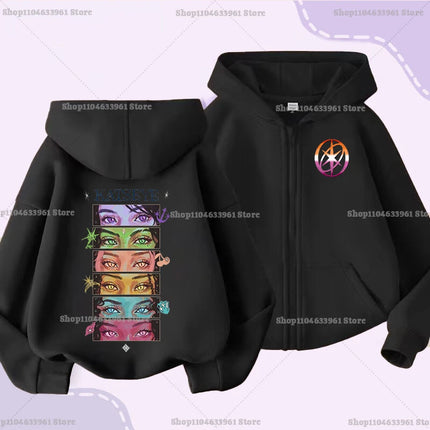 Katseye Children Cardigan Coat Girls Baby Sweet Hooded Zipper Jacket Fashion Kid Sweatshirt Cute Clothes Top Anime Birthday Gift