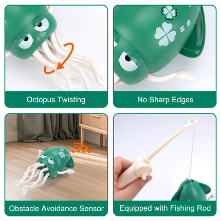 Electronic Dancing Squid Toys with Light&Music Funny Induction Lying Flat Squid Toddler Interactive Development Tummy Time Gifts