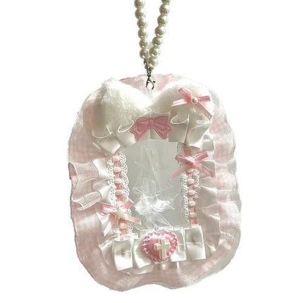 Colorful Lace Photocard Holder Keychain Cute Ribbon Card Case Badge Protector For Bags Keys Anime Events Aesthetic Girls Gift